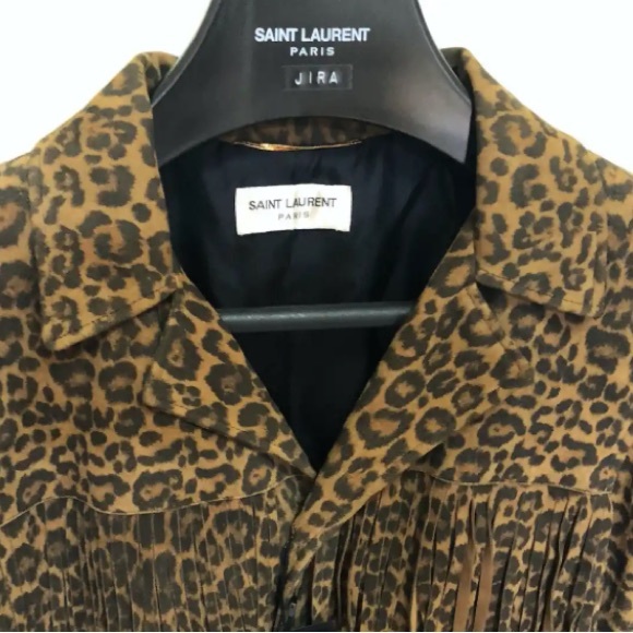 Vintage! Rare! New! ๐St.Laurent Leopard Fringe Curtis Jacket Sz. 38 NWT ๐๐ - Picture 9 of 16